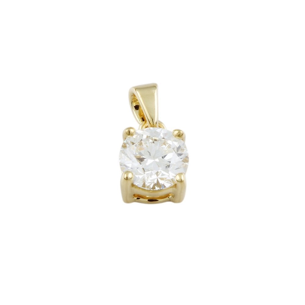 9ct Yellow Gold 0.65ct Round Brilliant Cut Diamond Solitaire Pendant