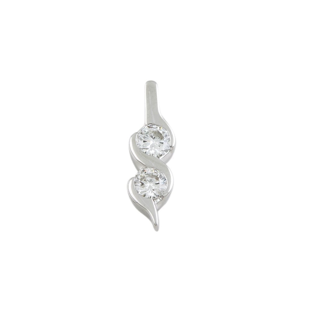9ct White Gold 0.55ct Round Brilliant Cut Diamonds Two Stone Pendant
