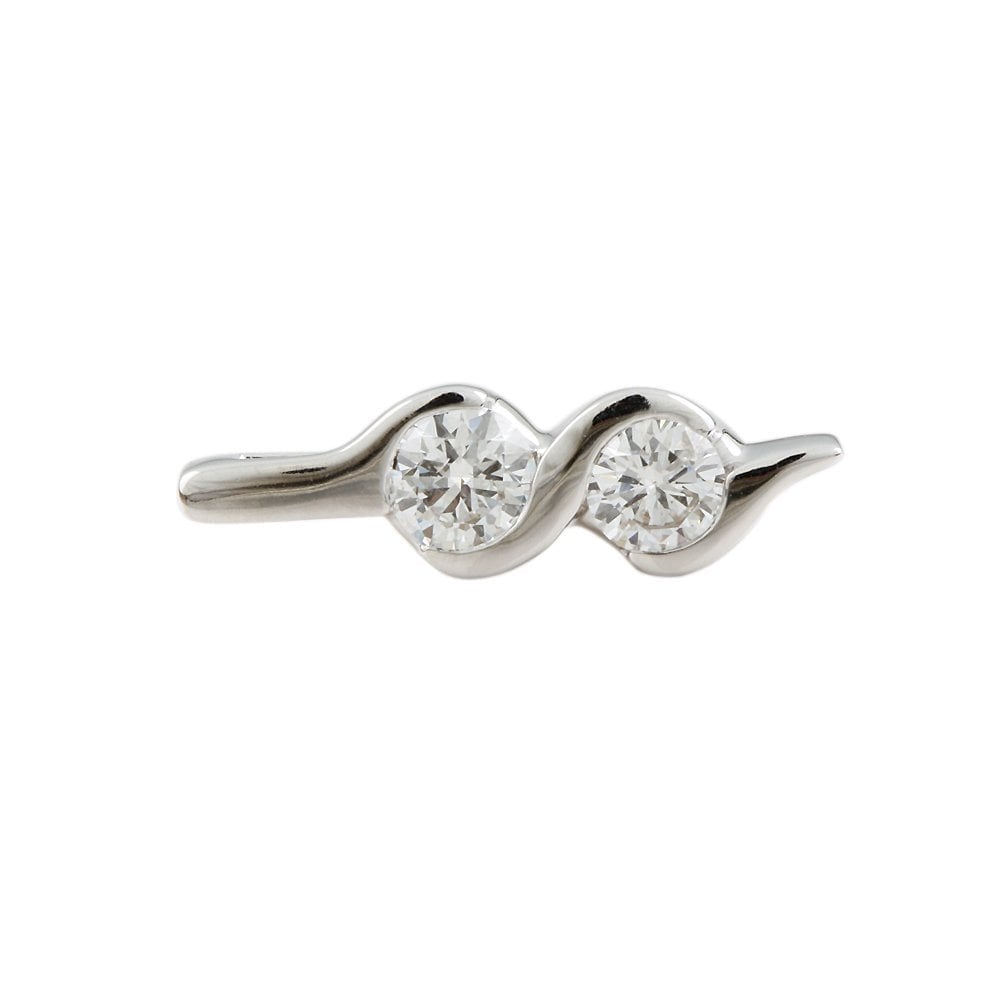 9ct White Gold 0.55ct Round Brilliant Cut Diamonds Two Stone Pendant