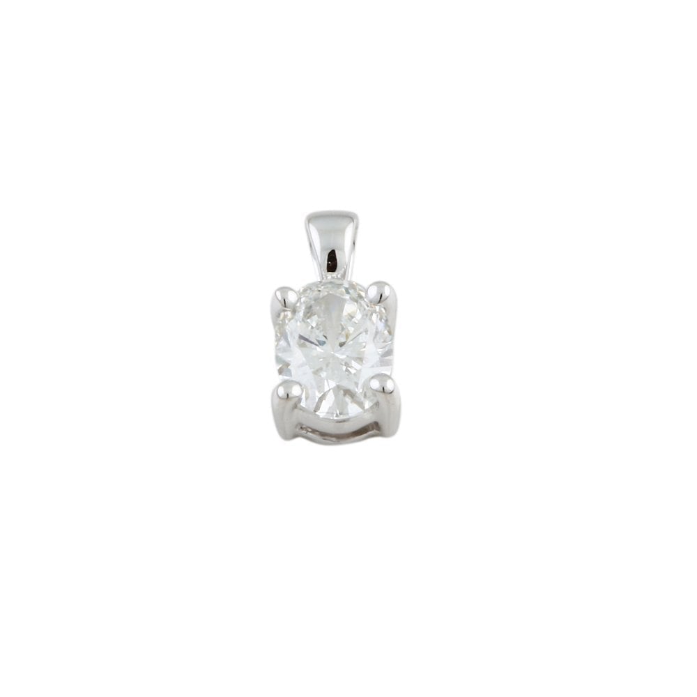 9ct White Gold 0.70ct Oval Cut Diamond Solitaire Pendant