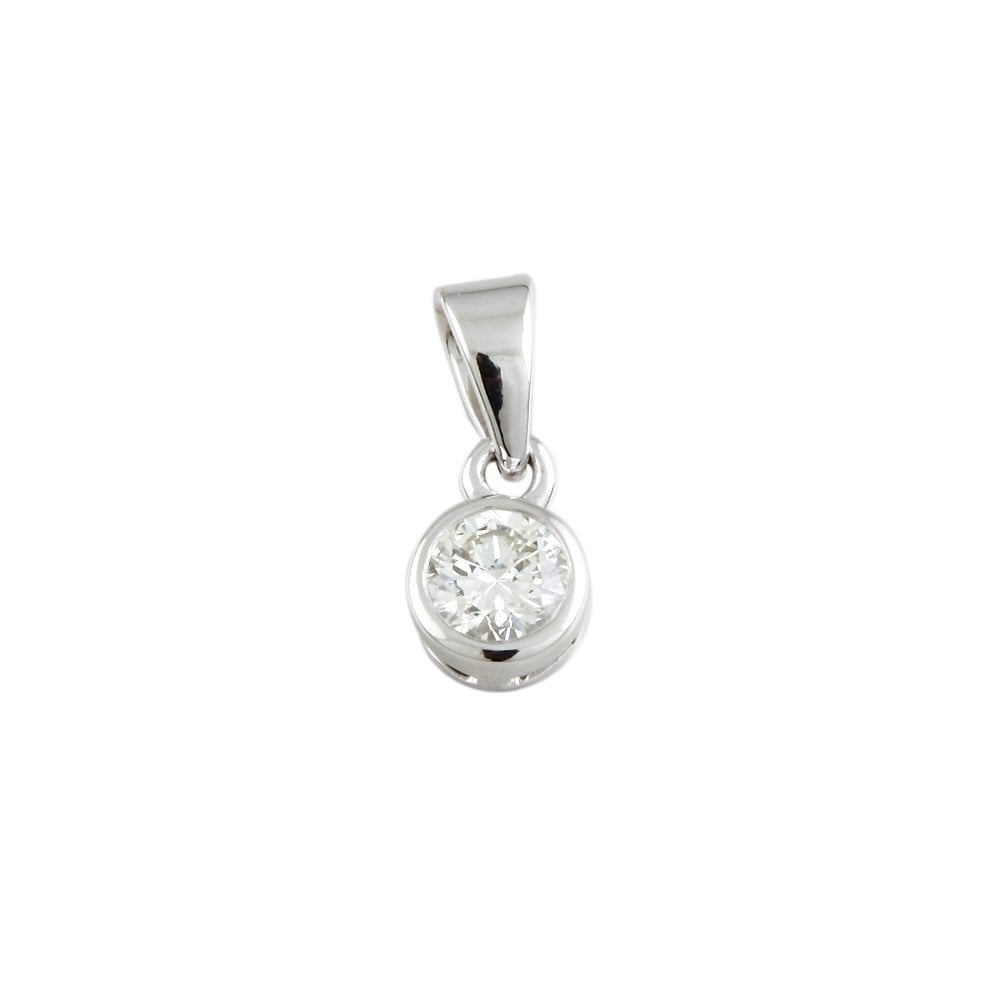 9ct White Gold 0.25ct Round Brilliant Cut Diamond Solitaire Pendant