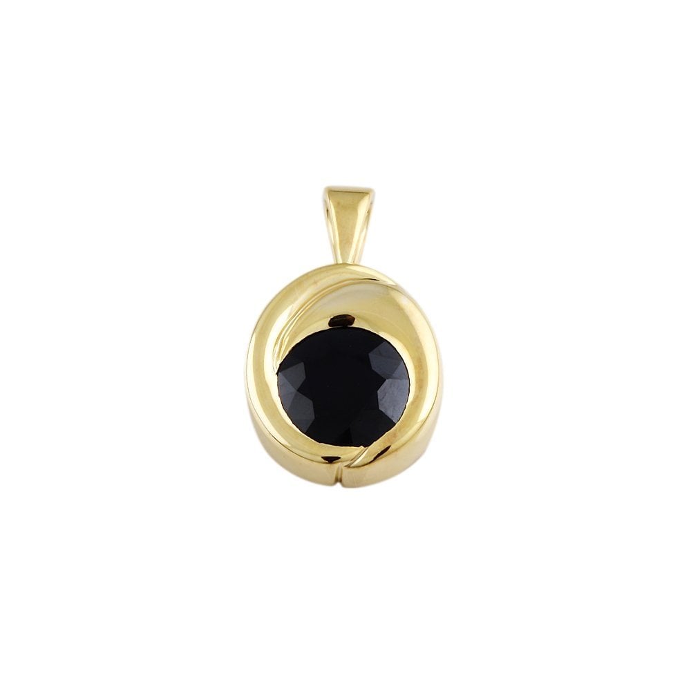 9ct Yellow Gold 2.00ct Round Blue Sapphire Single Stone Pendant