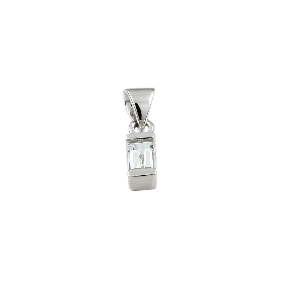 9ct White Gold 0.25ct Baguette Cut Diamond Solitaire Pendant