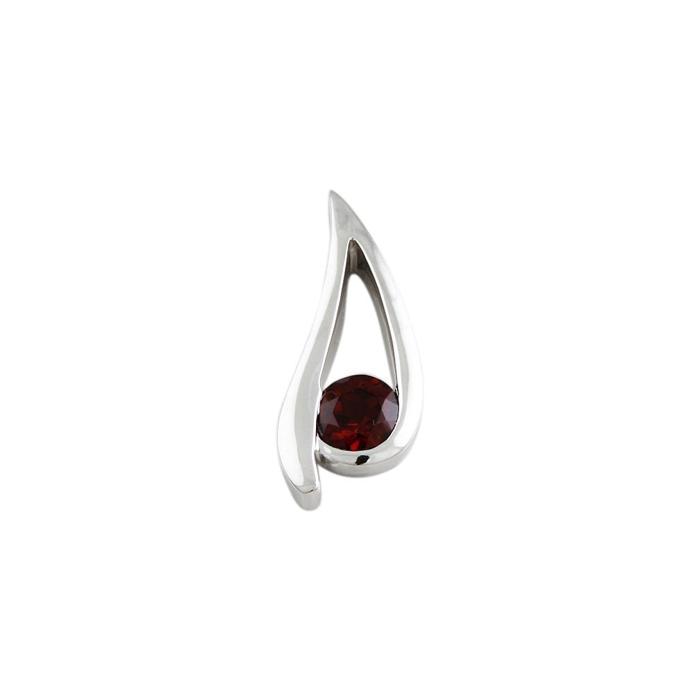 9ct White Gold 0.70ct Round Garnet Single Stone Pendant