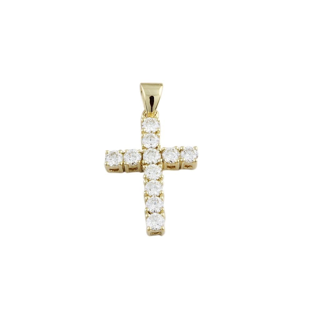 9ct Yellow Gold 1.65ct Round Brilliant Diamonds Cross Pendant