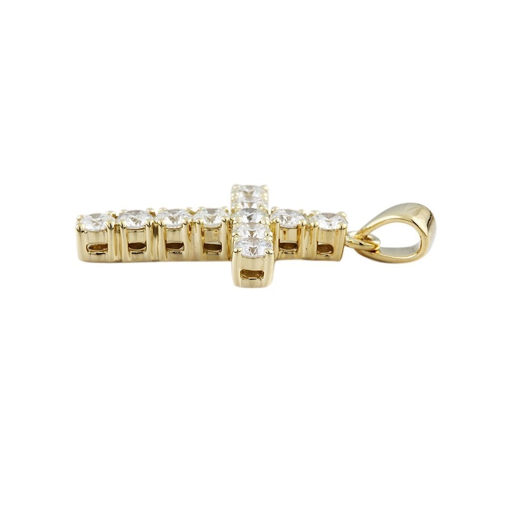 9ct Yellow Gold 1.65ct Round Brilliant Diamonds Cross Pendant