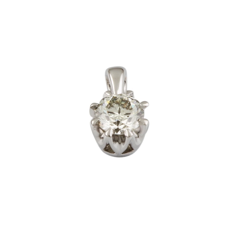 9ct White Gold 0.55ct Round Brilliant Cut Diamond Solitaire Pendant