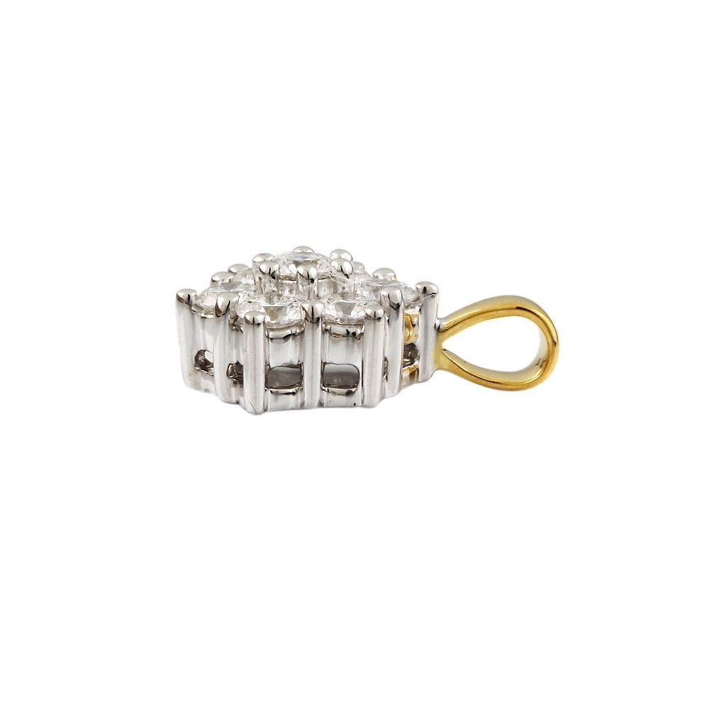 9ct Yellow and White Gold 0.75ct Round Brilliant Cut Diamonds Cluster Pendant