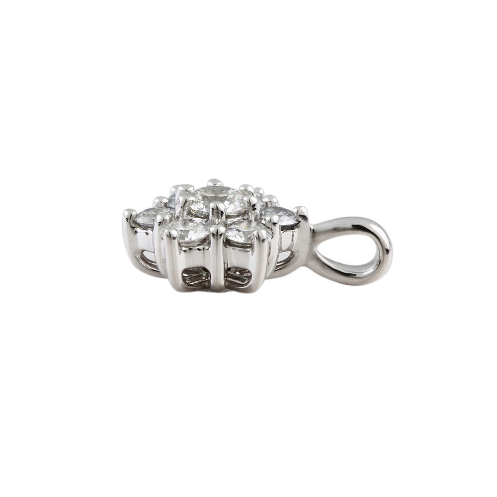 9ct White Gold 0.75ct Round Brilliant Cut Diamonds Cluster Pendant
