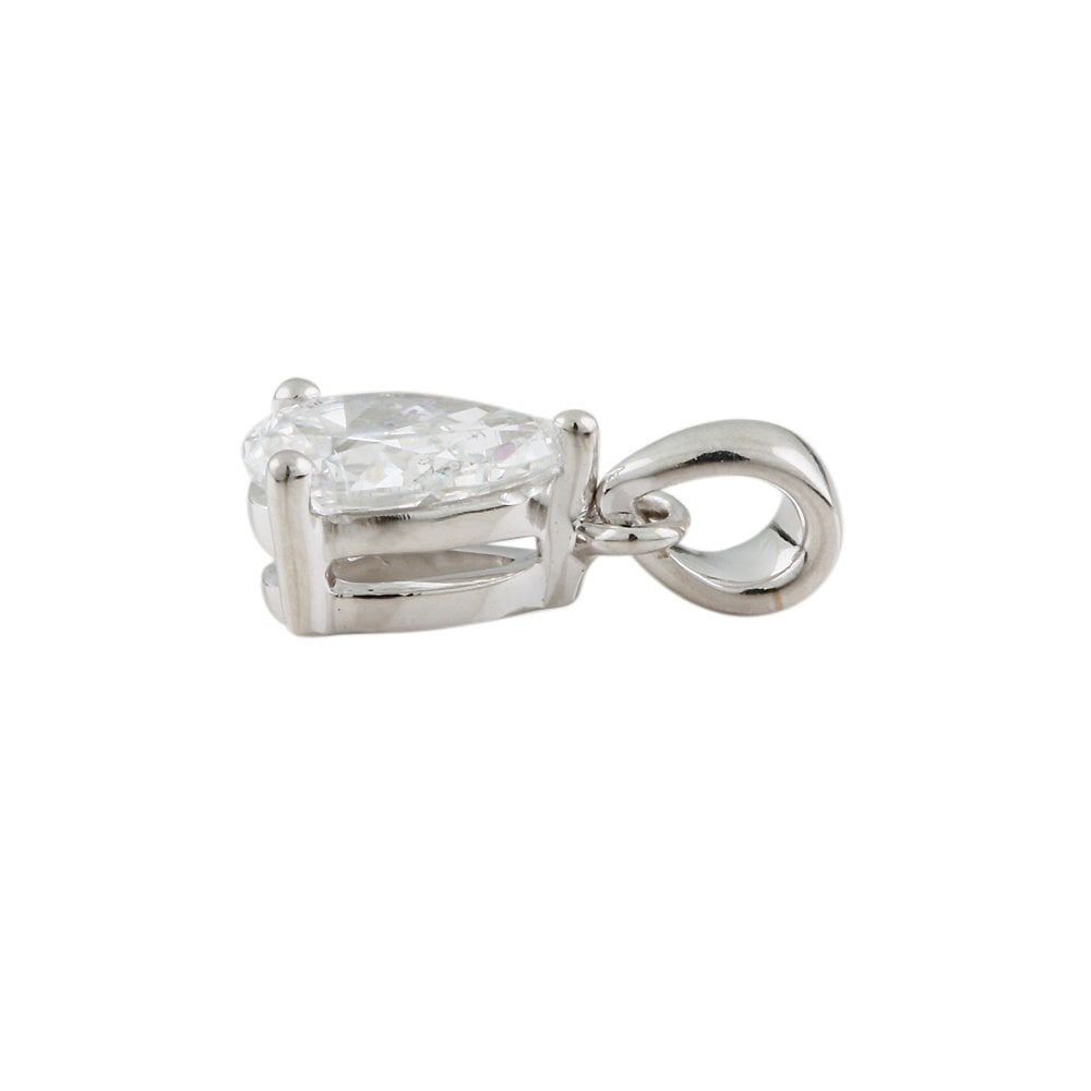 9ct White Gold 0.80ct Pear Cut Diamond Solitaire Pendant