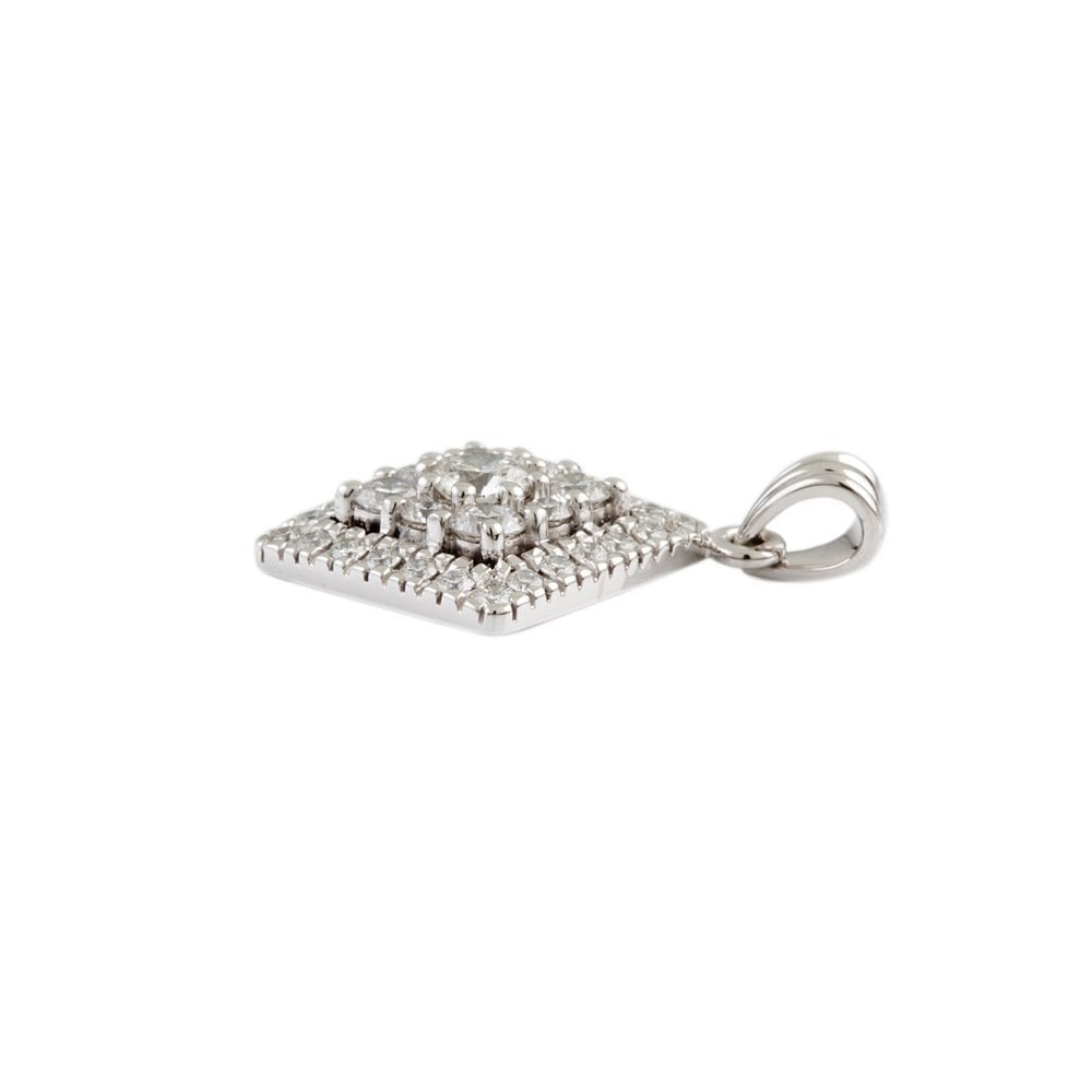 9ct White Gold 1.10ct Round Brilliant Cut Diamonds Cluster Pendant