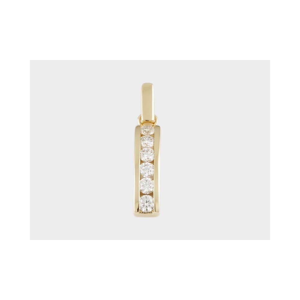 9ct Yellow Gold 0.50ct Round Brilliant Cut Diamonds Bar Pendant