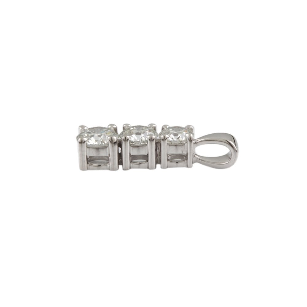 9ct White Gold 0.99ct Round Brilliant Cut Diamonds Three Stone Pendant