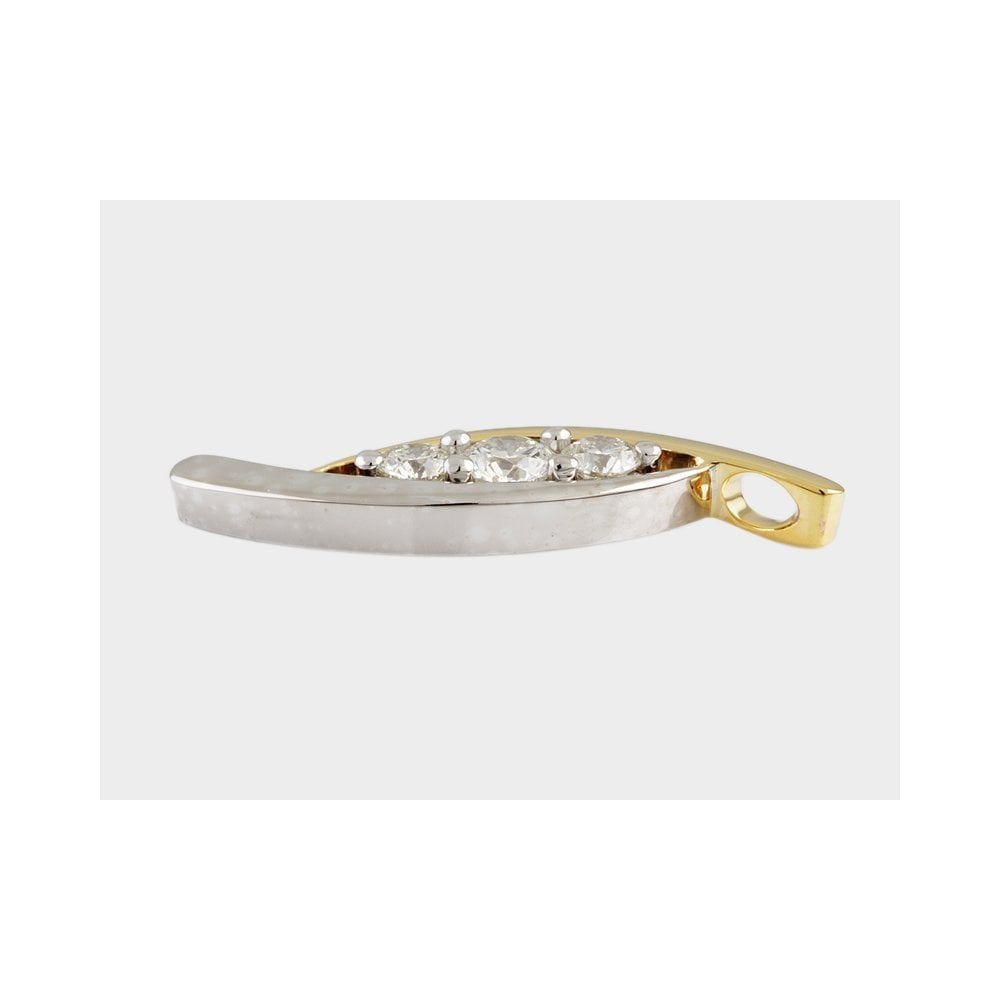 9ct Yellow and White Gold 0.71ct Round Brilliant Cut Three Stone Pendant
