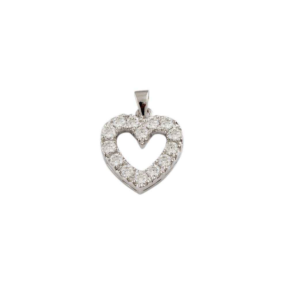 9ct White Gold 1.40ct Round Brilliant Cut Diamonds Heart Pendant