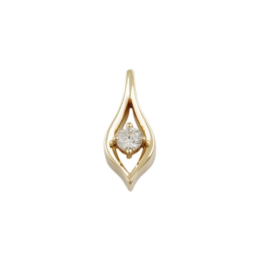 9ct Yellow Gold 0.30ct Round Brilliant Cut Diamond Solitaire Pendant