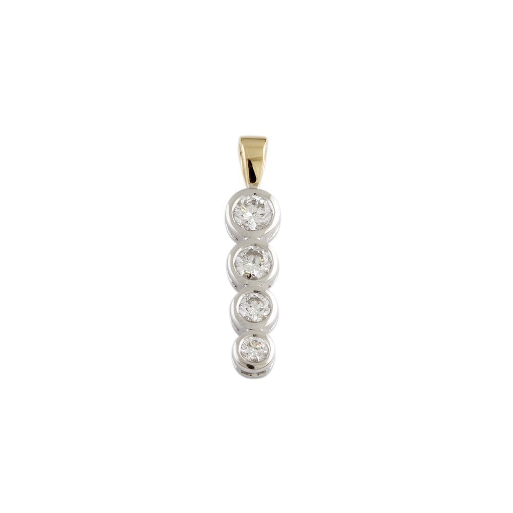 9ct Yellow and White Gold 0.71ct Round Brilliant Cut Diamonds Three Stone Pendant