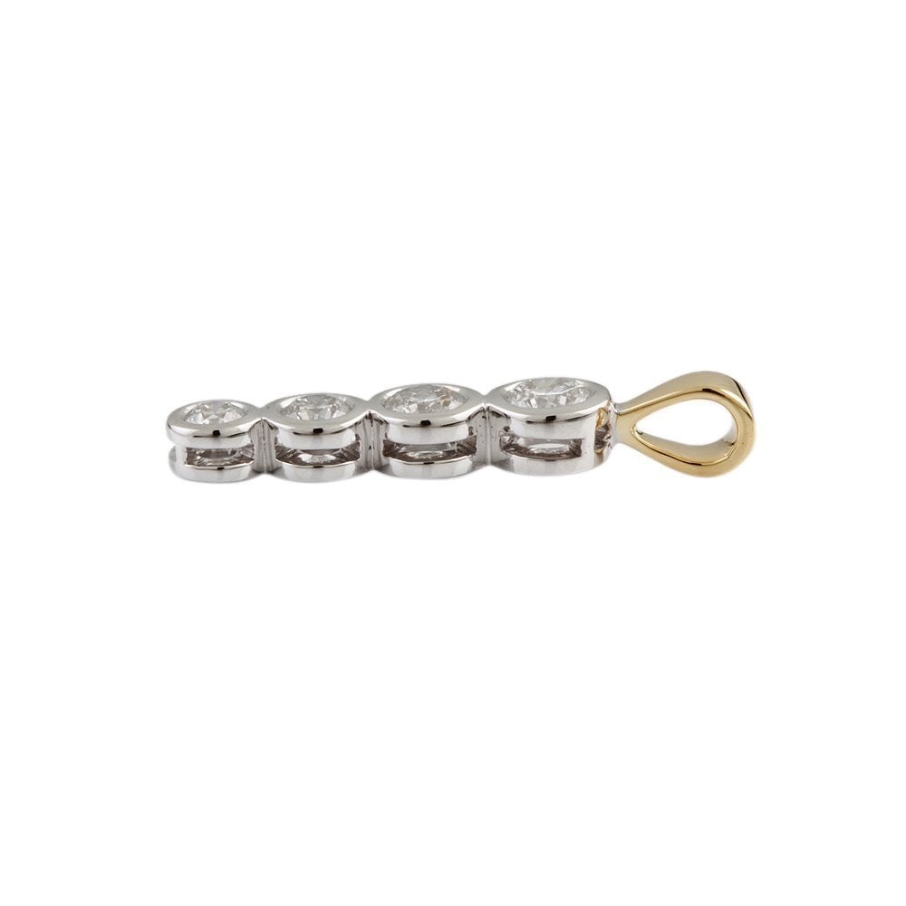 9ct Yellow and White Gold 0.71ct Round Brilliant Cut Diamonds Three Stone Pendant
