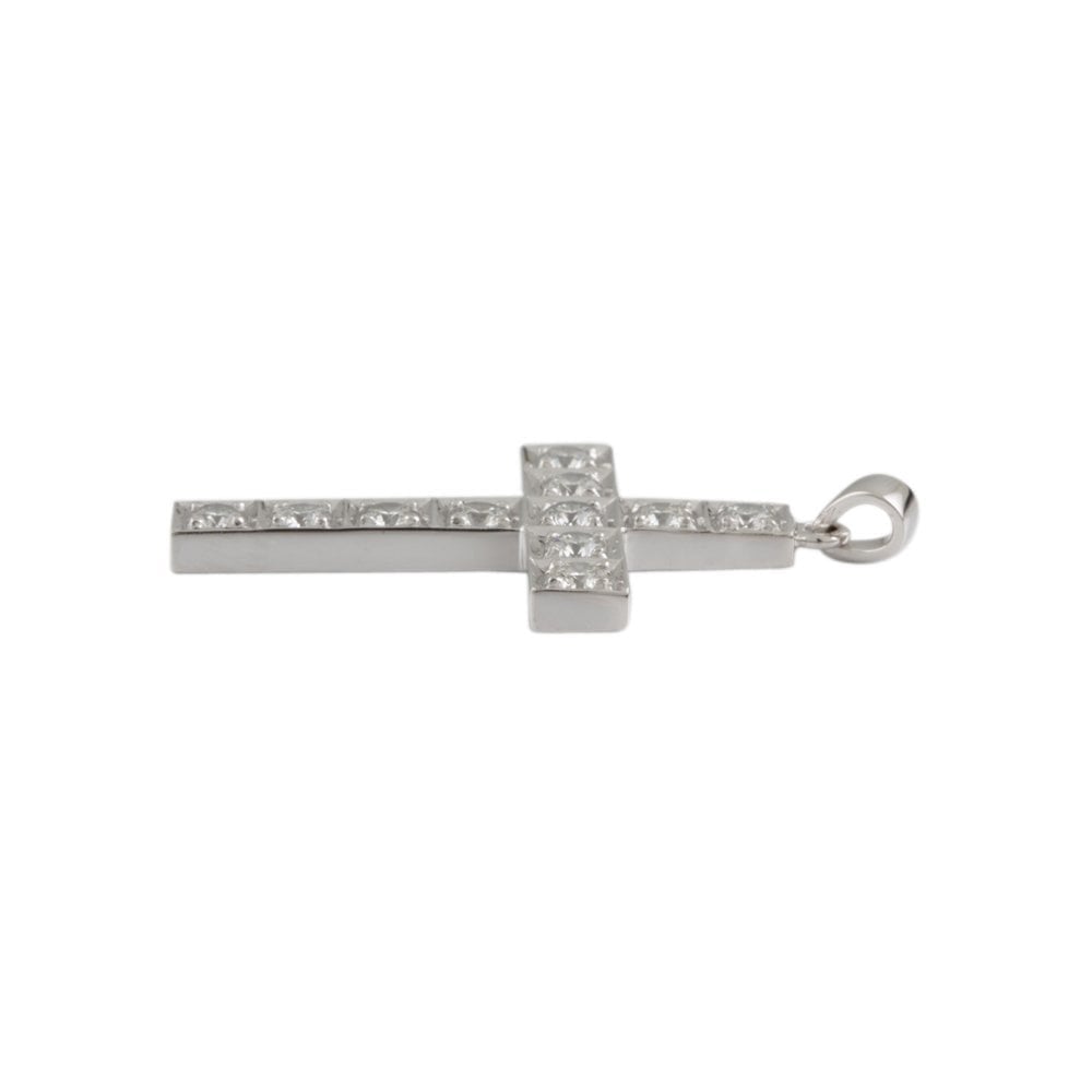 9ct White Gold 1.08ct Round Brilliant Cut Diamonds Cross Pendant