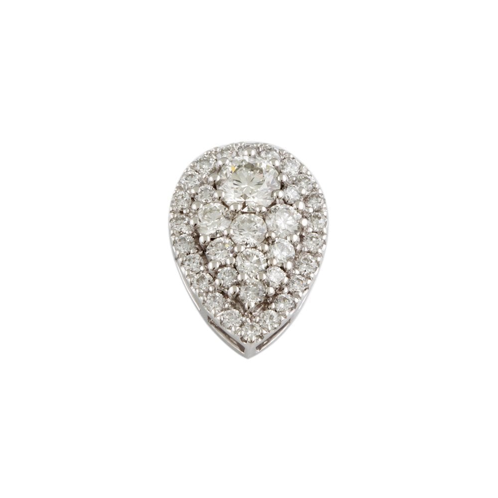 9ct White Gold 1.37ct Round Brilliant Cut Diamonds Cluster Pendant
