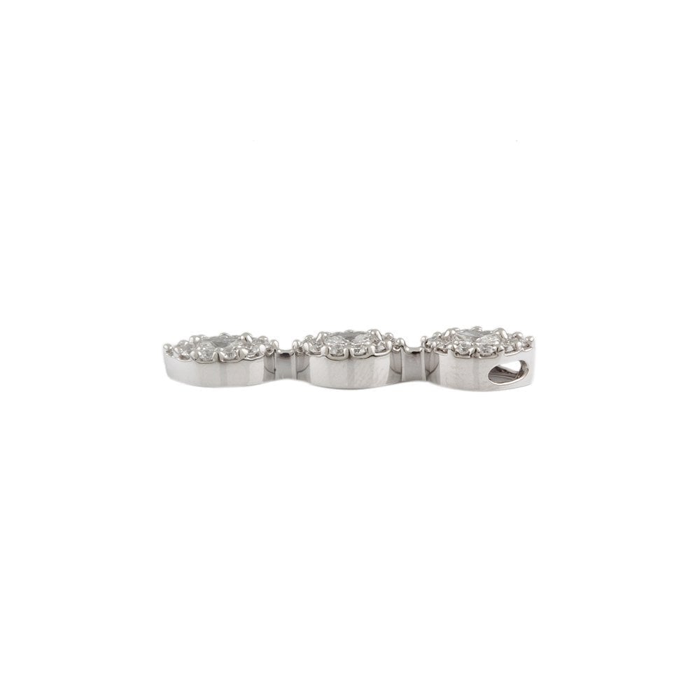 9ct White Gold 0.30ct Round Brilliant Cut Diamonds and 0.33ct Marquise Cut Diamonds Cluster Pendant