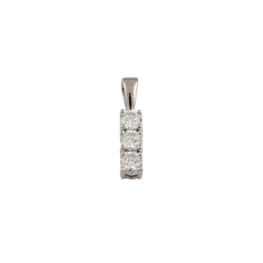 9ct White Gold 0.55ct Round Brilliant Cut Diamonds Three Stone Pendant