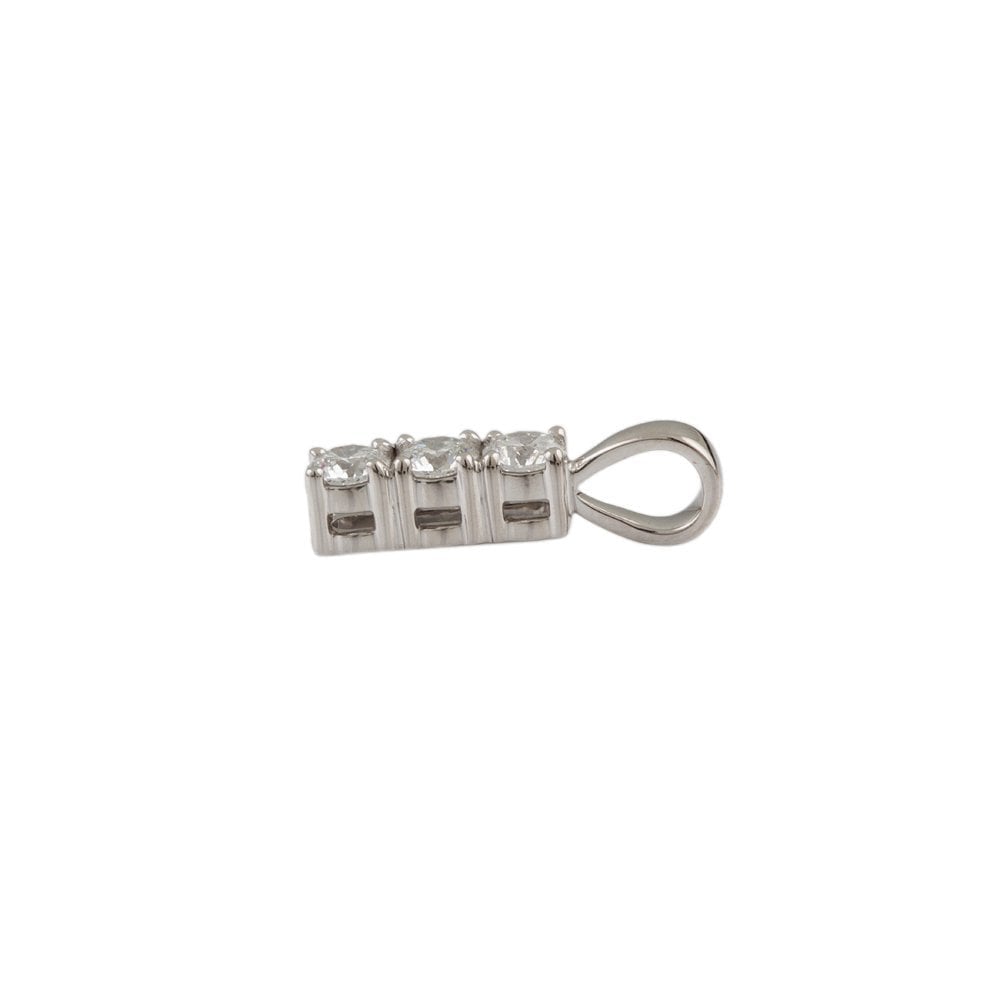 9ct White Gold 0.55ct Round Brilliant Cut Diamonds Three Stone Pendant