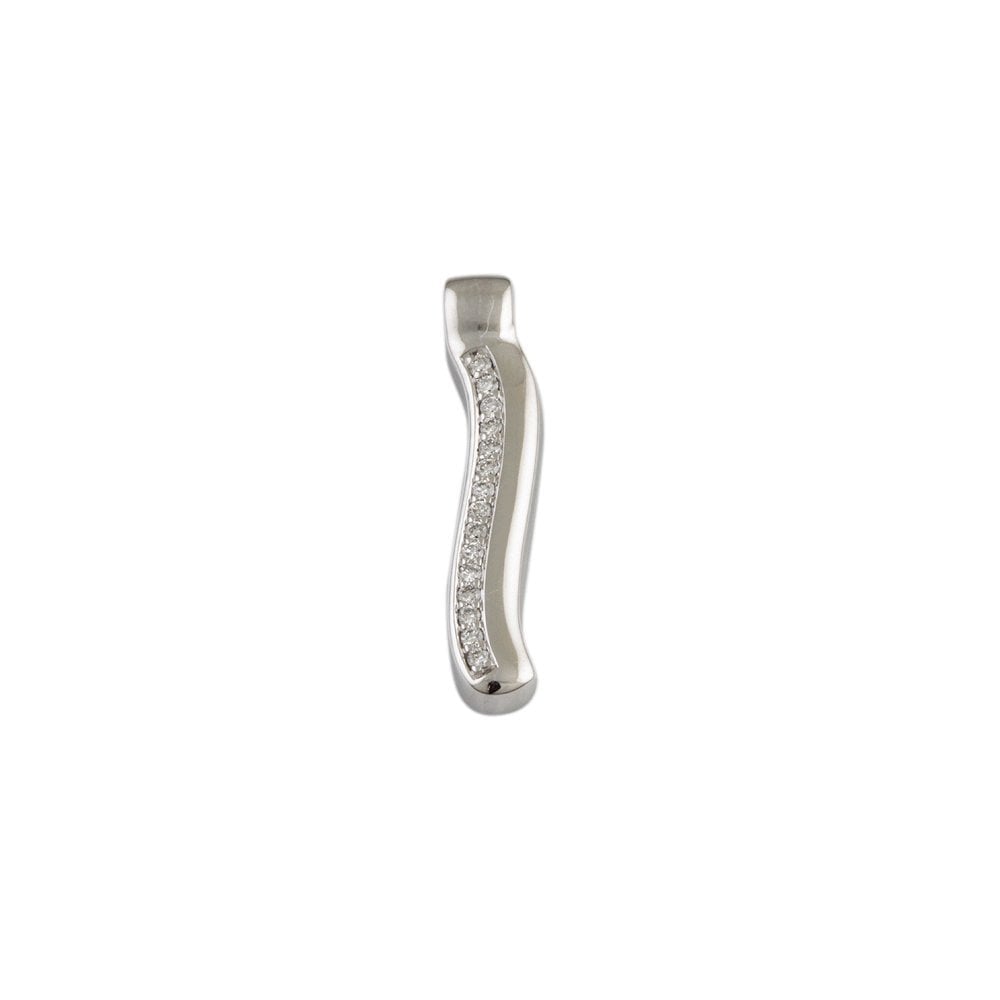 9ct White Gold Bar Pendant 0.12ct