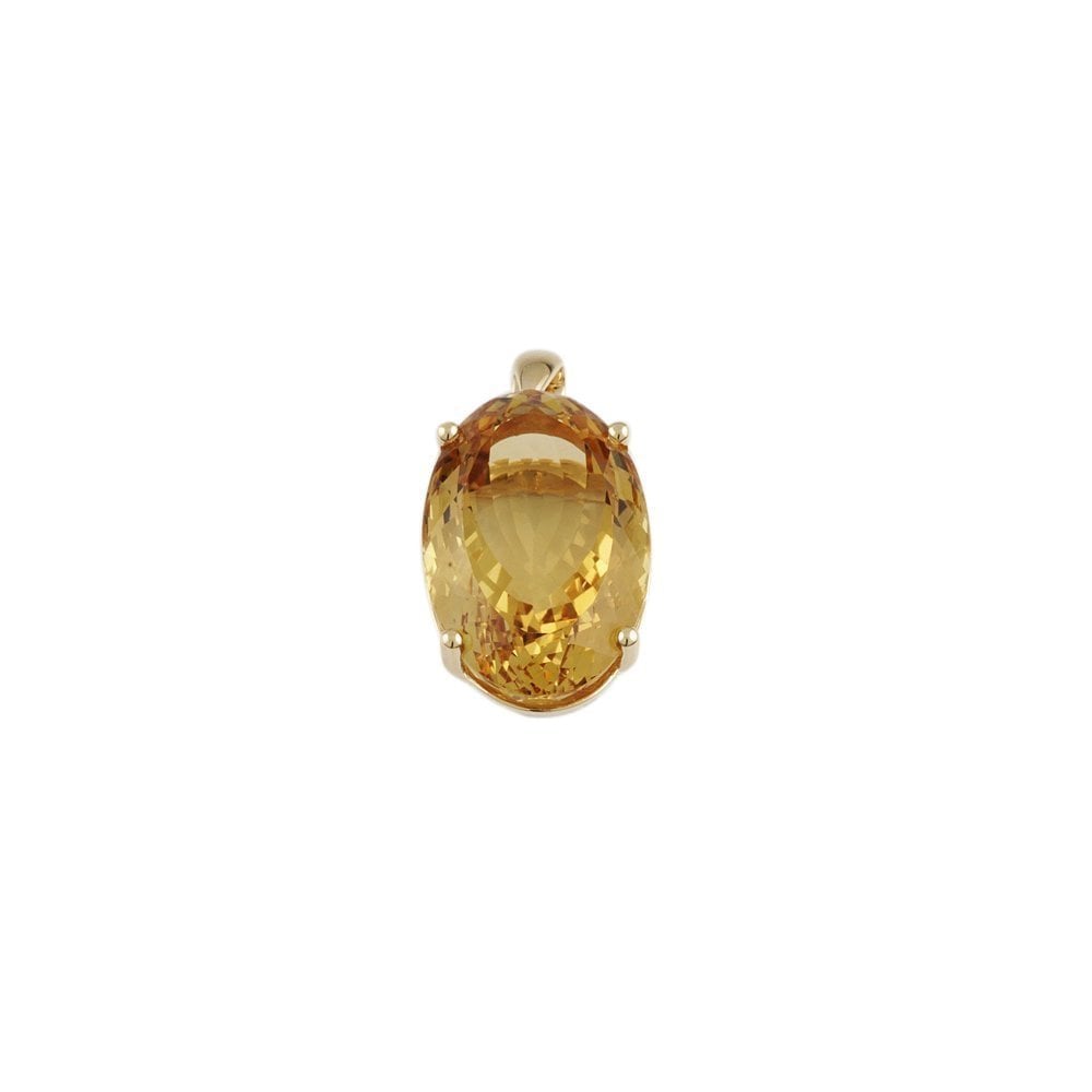 9ct Yellow Gold 37.67ct Oval Citrine Single Stone Pendant