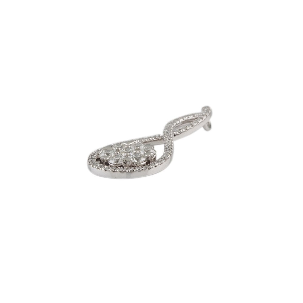 9ct White Gold 1.99ct Round Brilliant Cut Diamonds Cluster Pendant