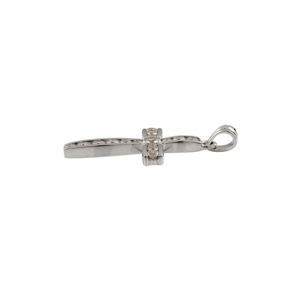 9ct White Gold 0.95ct Round Brilliant Cut Diamonds Cross Pendant