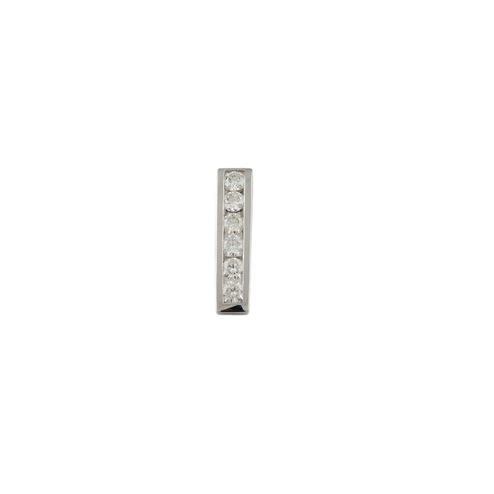 9ct White Gold 0.90ct Round Brilliant Cut Diamonds Bar Pendant