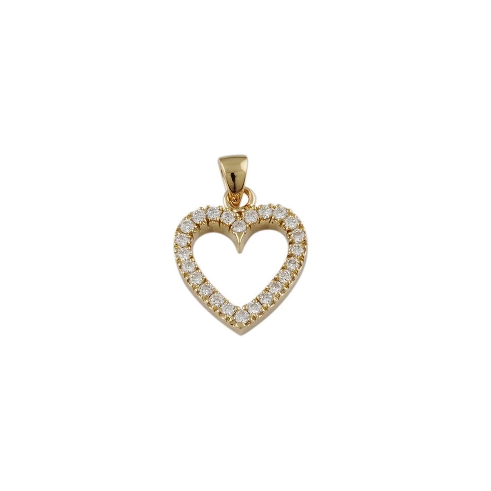 9ct Yellow Gold 0.57ct Round Brilliant Cut Diamonds Heart Pendant