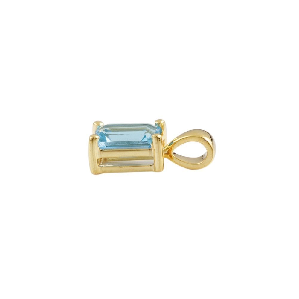 9ct Yellow Gold 1.81ct Emerald Cut Blue Topaz Single Stone Pendant