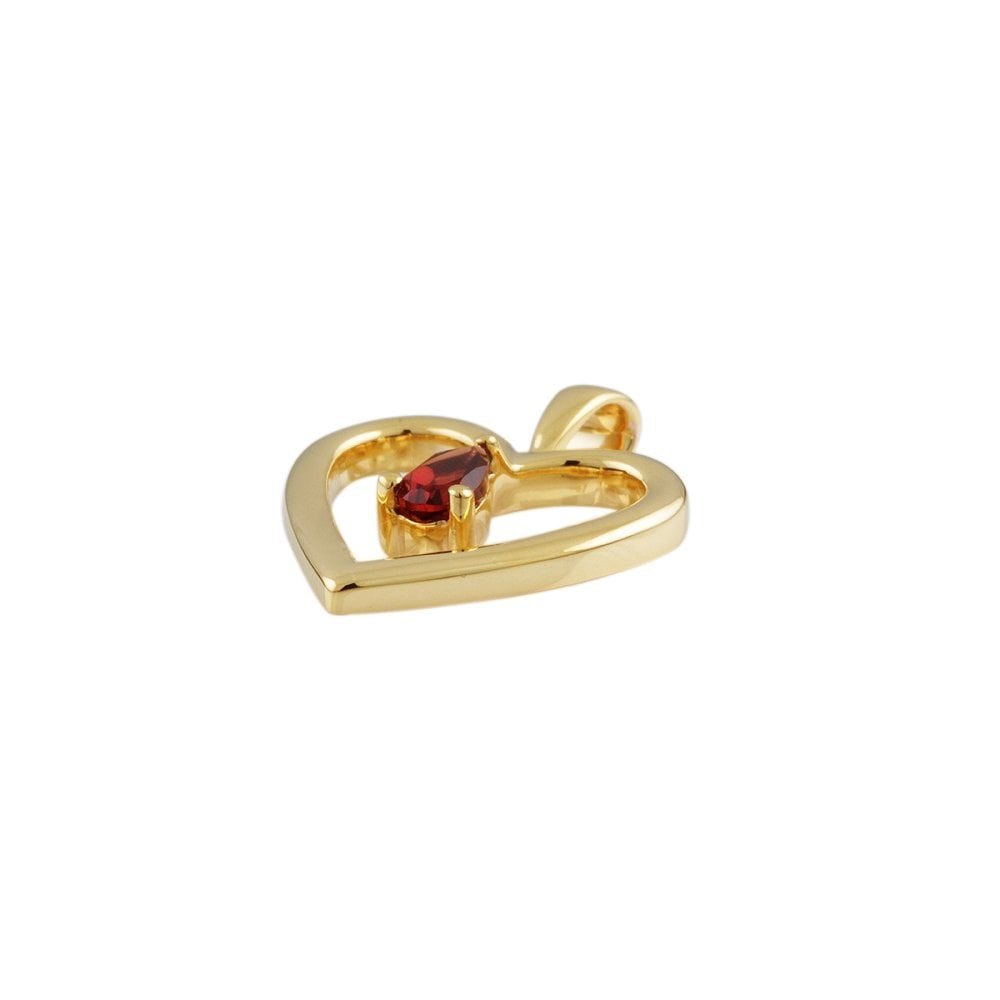 9ct Yellow Gold 0.29ct Pear Garnet Single Stone Heart Pendant