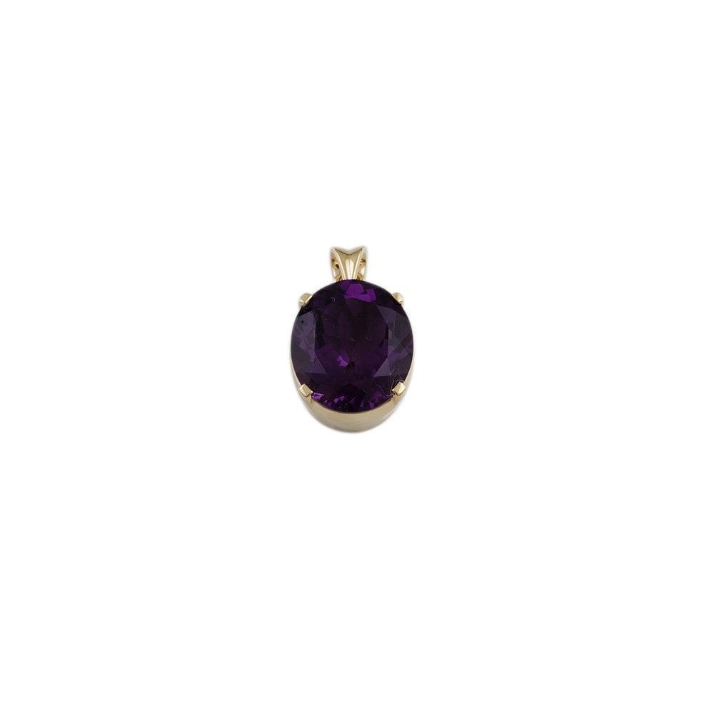 9ct Yellow Gold 6.63ct Oval Amethyst Single Stone Pendant
