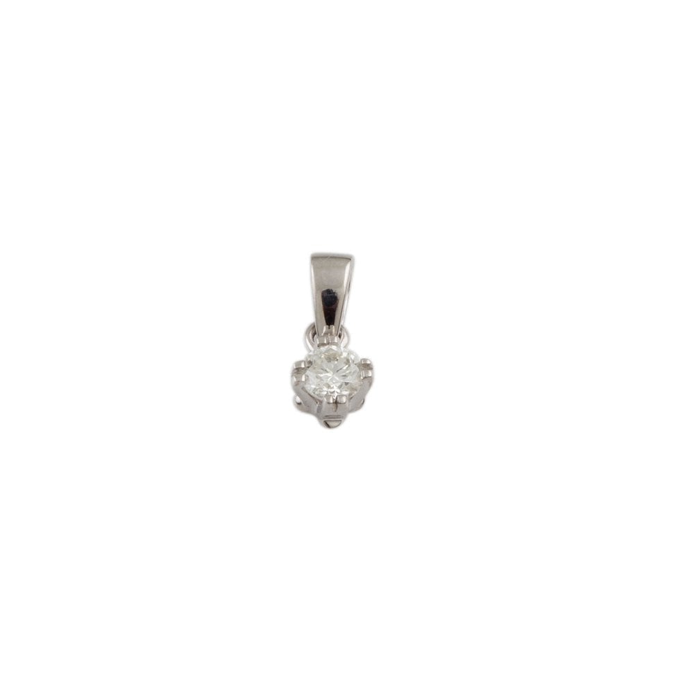9ct White Gold 0.25ct Round Brilliant Cut Diamond Solitaire Pendant