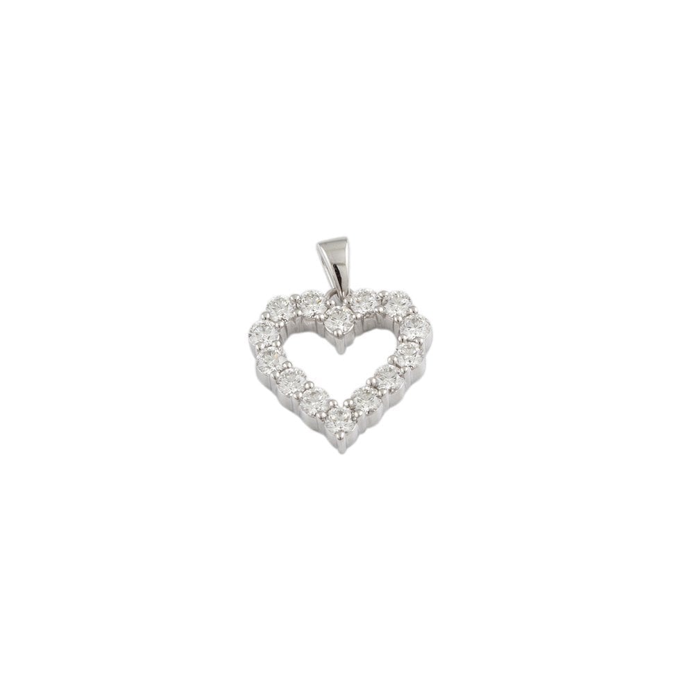 9ct White Gold 1.13ct Round Brilliant Cut Diamonds Heart Pendant