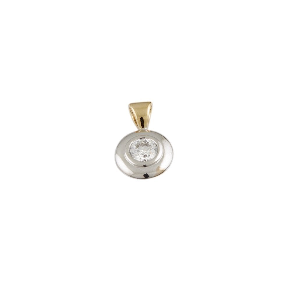 9ct Yellow and White Gold 0.56ct Round Brilliant Cut Diamond Solitairte Pendant