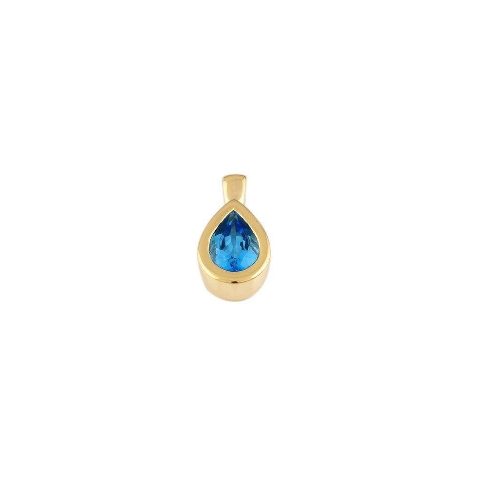 9ct Yellow Gold 3.55ct Pear Blue Topaz Single Stone Pendant