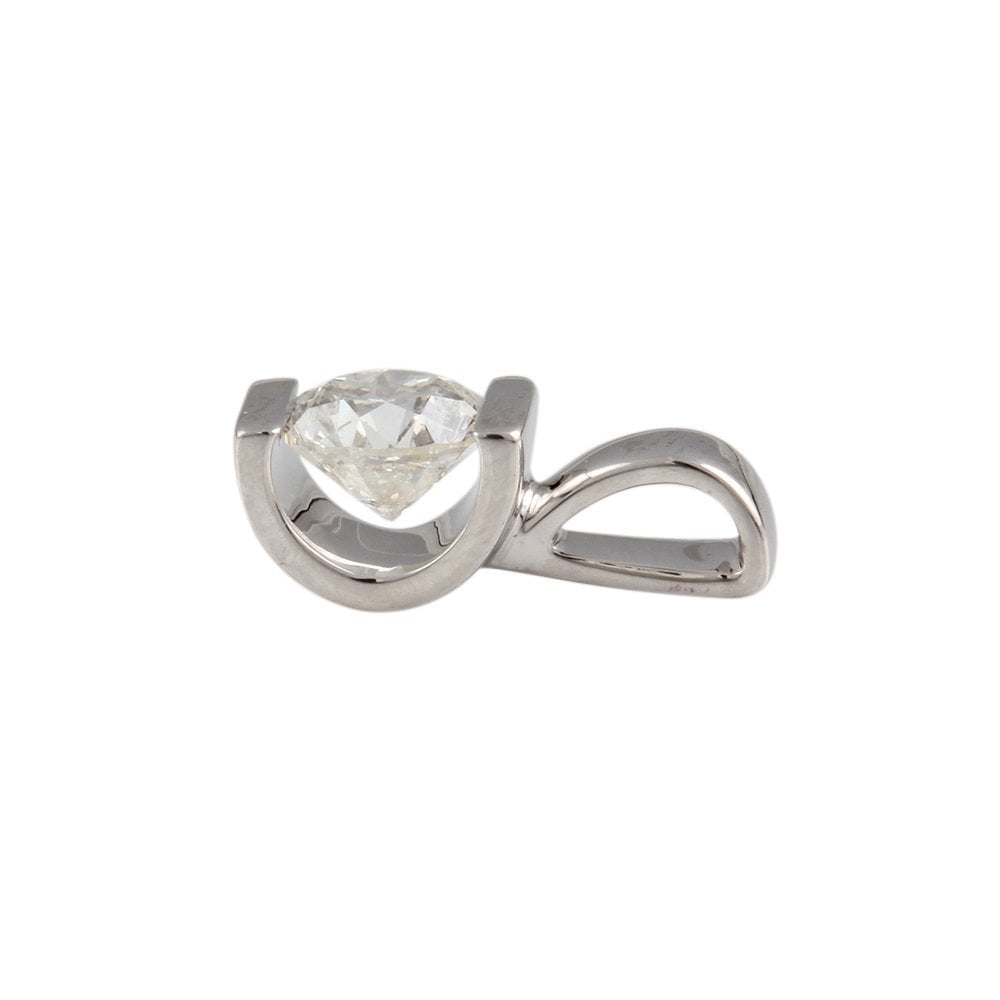 9ct White Gold 0.76ct Princess Cut Diamond Solitaire Pendant