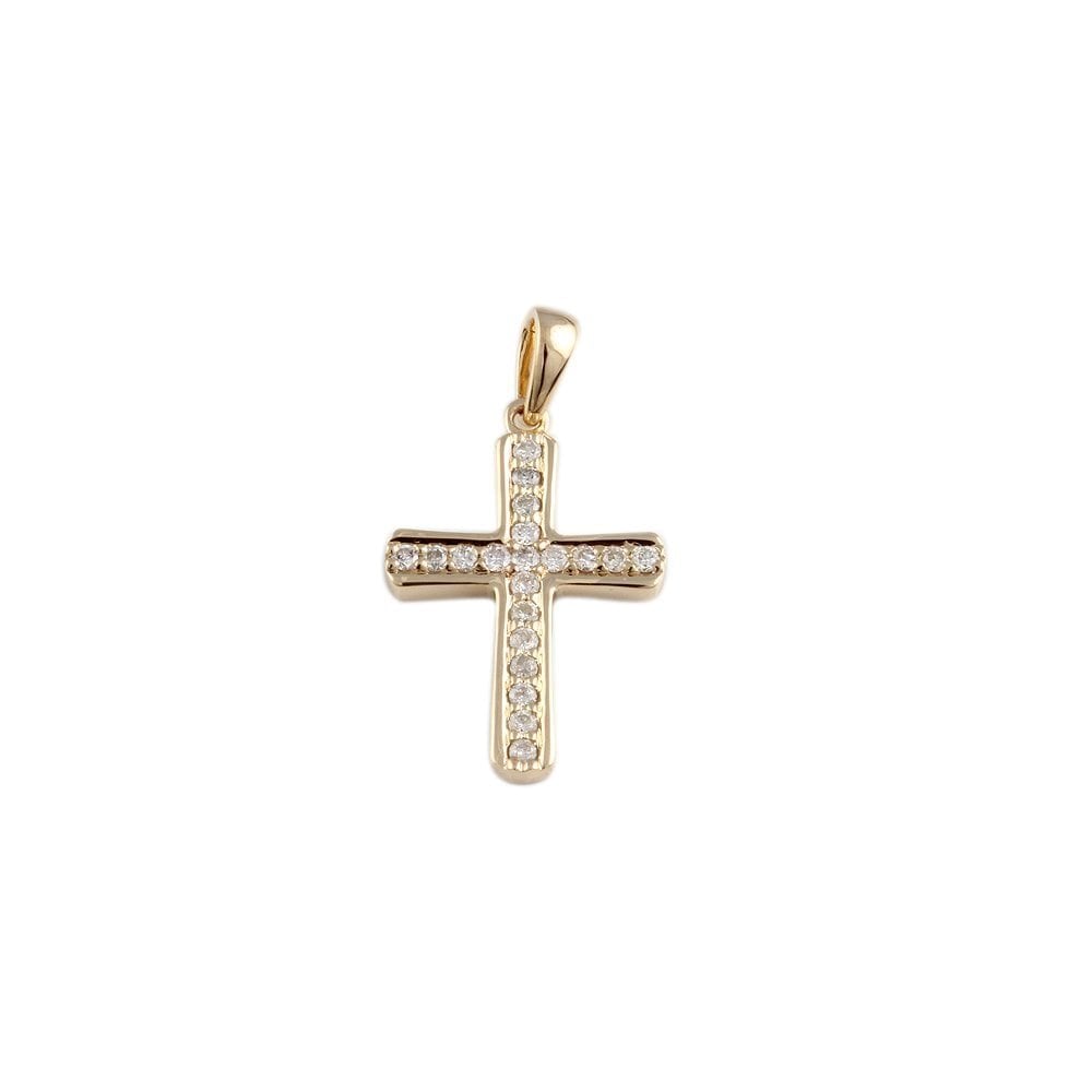 9ct Yellow Gold 0.23ct Round Brilliant Cut Diamonds Cross Pendant