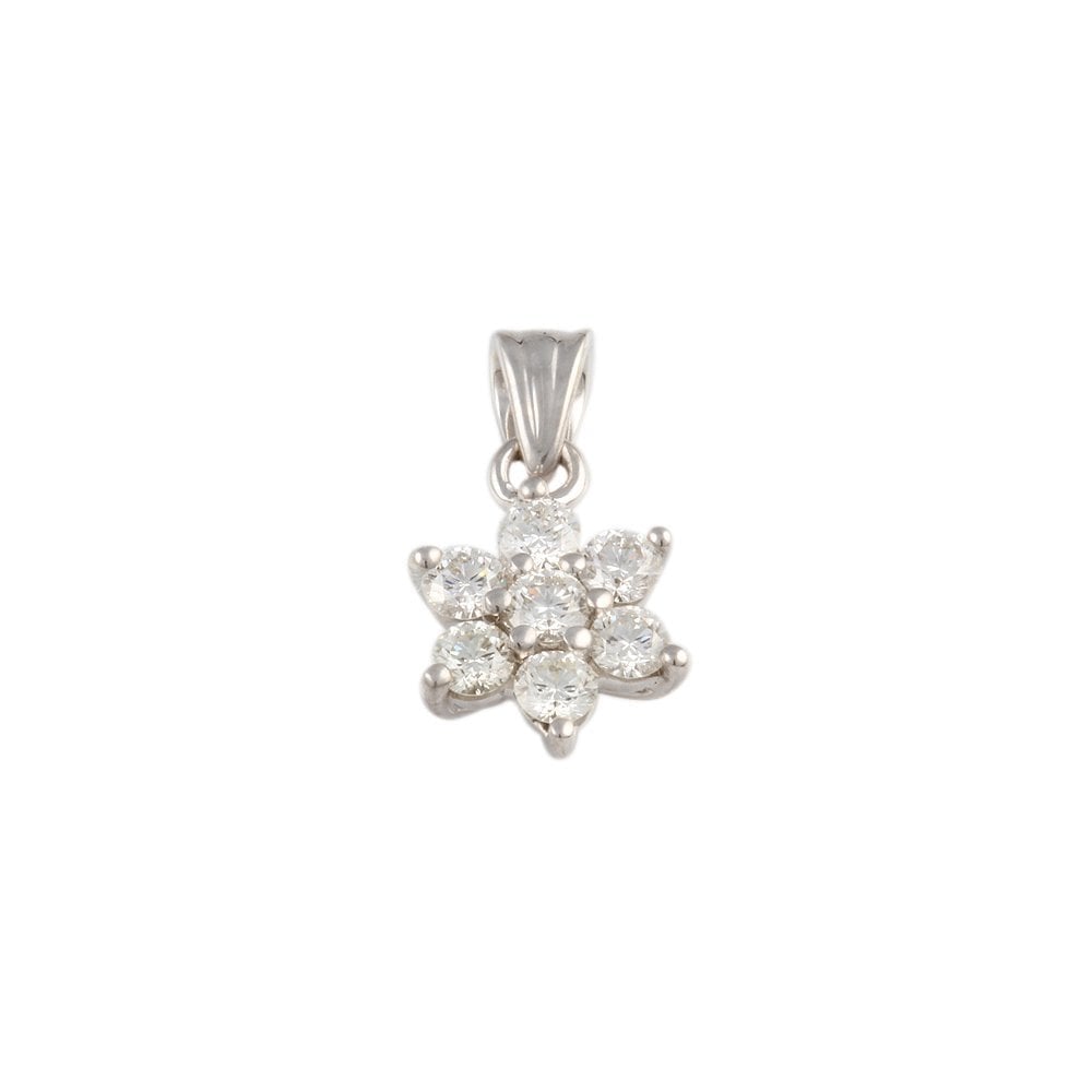 9ct White Gold 0.49ct Round Brilliant Cut Diamonds Cluster Pendant