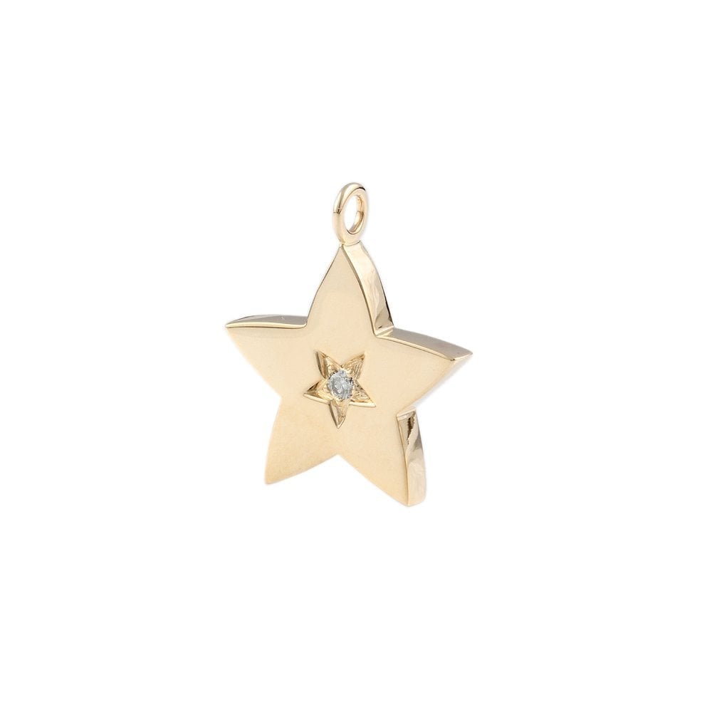 9ct Yellow Gold 0.05ct Round Brilliant Cut Diamond Star Pendant