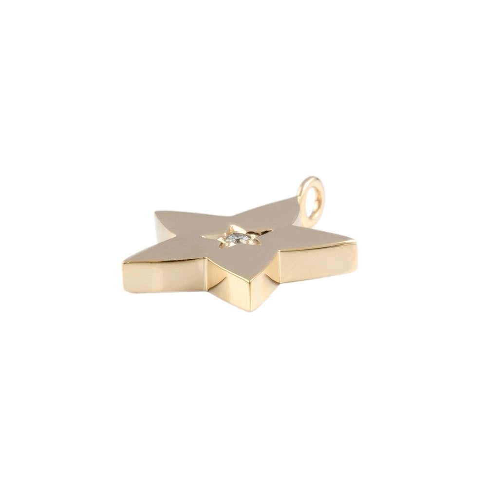 9ct Yellow Gold 0.05ct Round Brilliant Cut Diamond Star Pendant