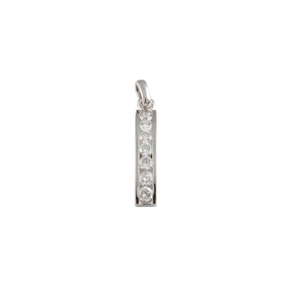 9ct White Gold 0.73ct Round Brilliant Cut Diamonds Bar Pendant