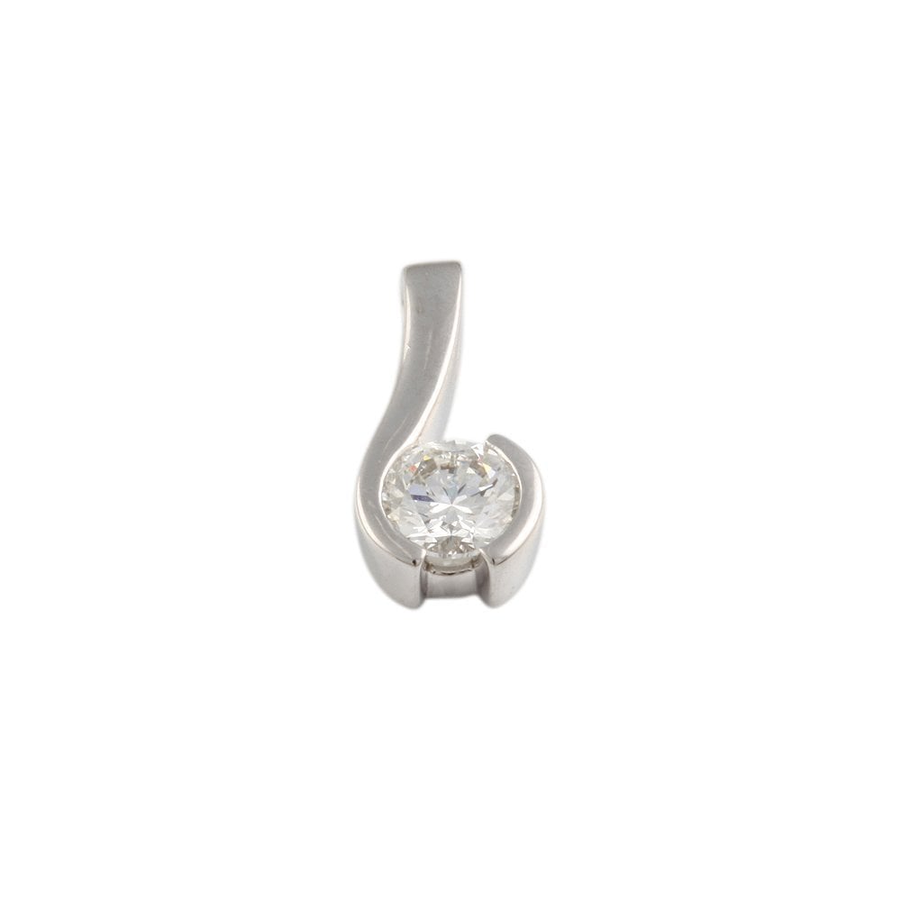 9ct White Gold 0.50ct Round Brilliant Cut Diamond Solitaire Pendant