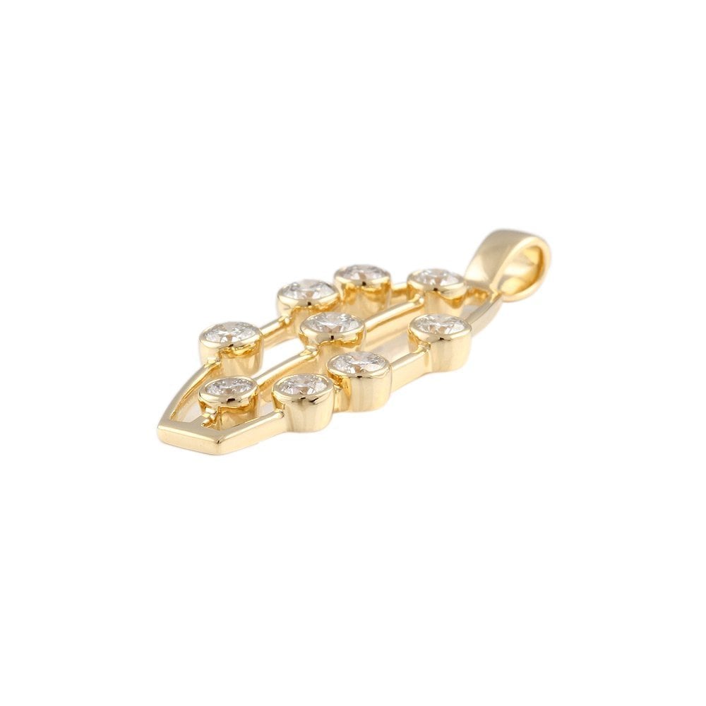 9ct Yellow Gold 1.49ct Round Brilliant Cut Diamond Cluster Pendant