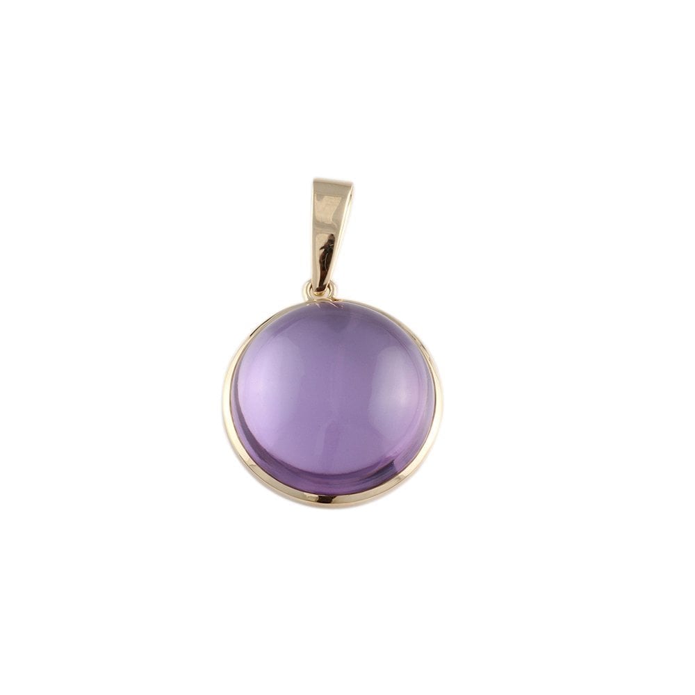 9ct Yellow Gold 46.93ct Round Amethyst Single Stone Pendant
