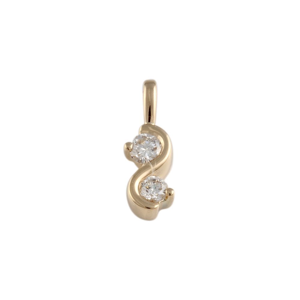 9ct Yellow Gold Two Stone Pendant 0.25ct